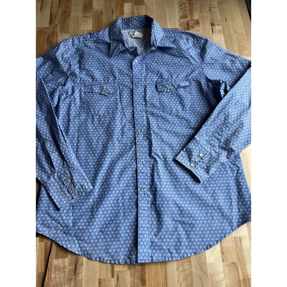 Wrangler Wrancher Long Sleeve Snap Shirt Cowboy Rodeo Geometric Floral Print XL